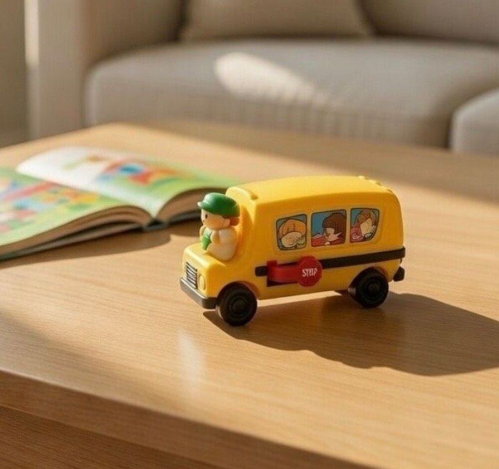 Vintage Little Tikes School Bus from Burger King Dollhouse Size 4.5”x1.5”x2”